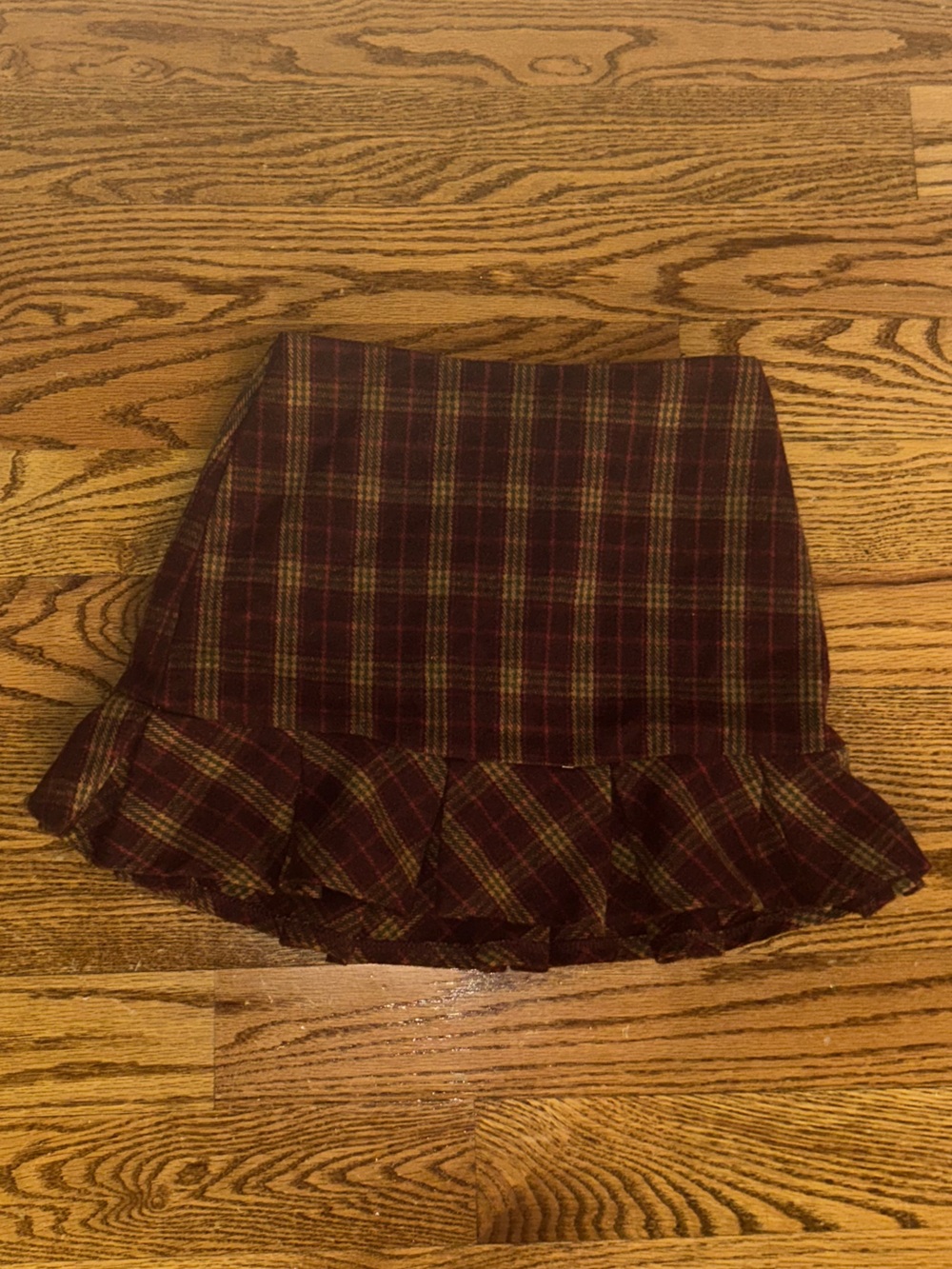 URBAN Romantics Burgundy Plaid Ruffle Mini Skirt